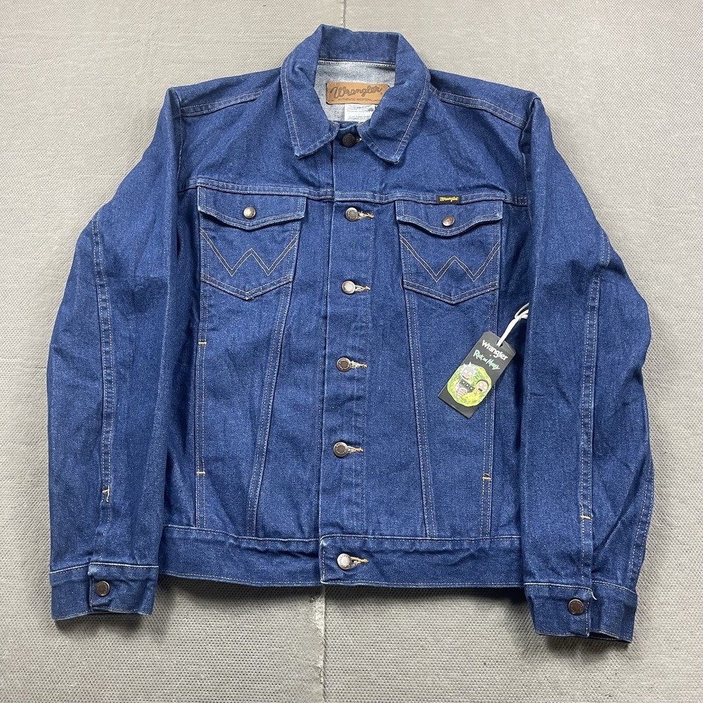 Wrangler Jacket Mens Medium Rick & Morty Limited Edition Laser Print Denim‎ Blue